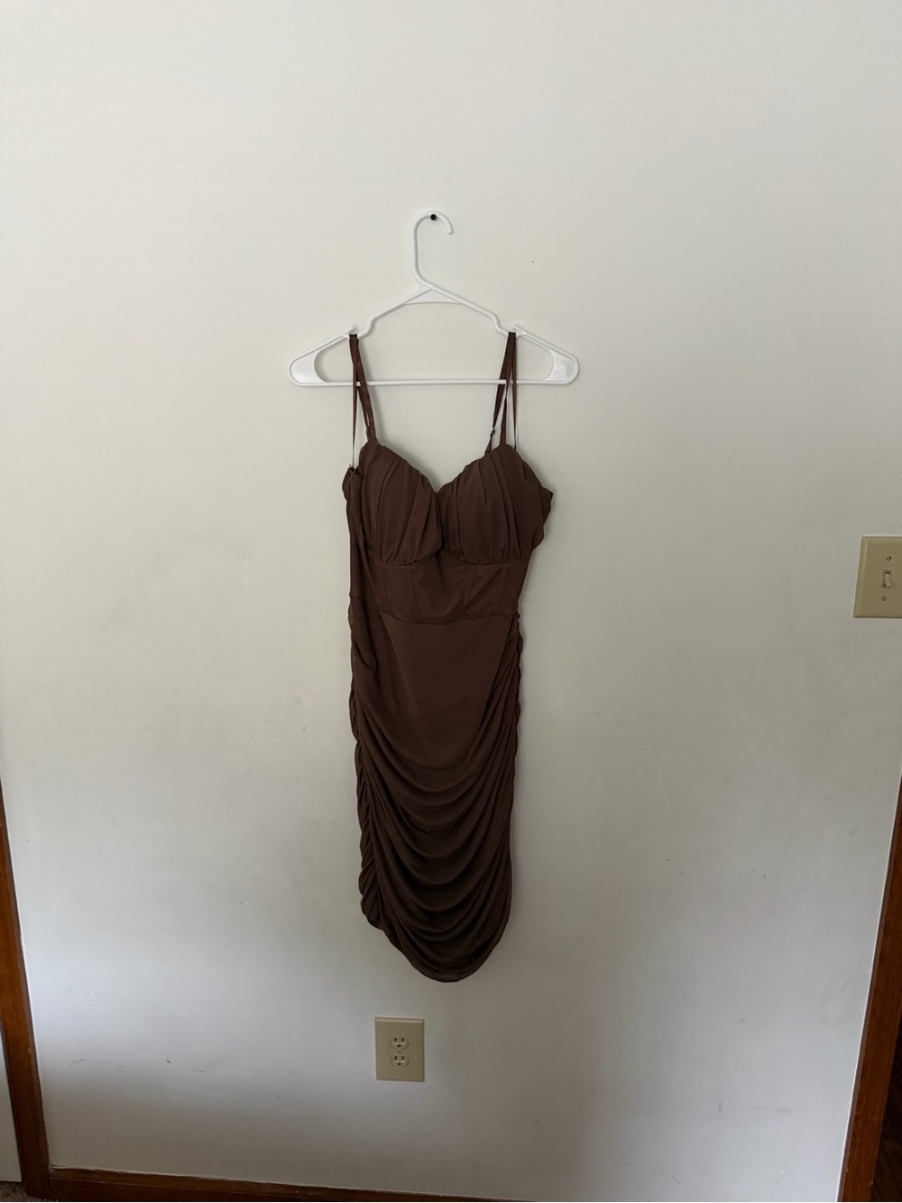 Talent Brown Ruched Bodycon Midi Dress 2XL